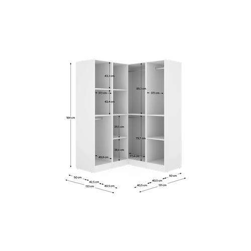 Armoire D'angle Placard De Rangement à 4 Portes Battantes, Coloris Blanc