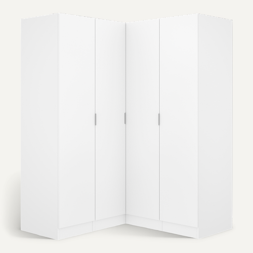 Armoire D'angle Placard De Rangement à 4 Portes Battantes, Coloris Blanc