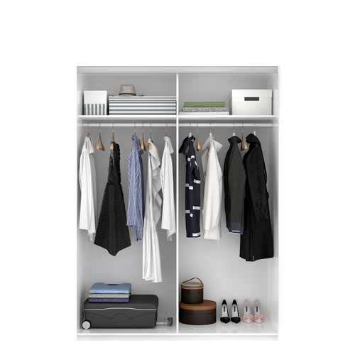 Armoire Placard De Rangement à 2 Portes Coulissantes, Coloris Blanc Brillant