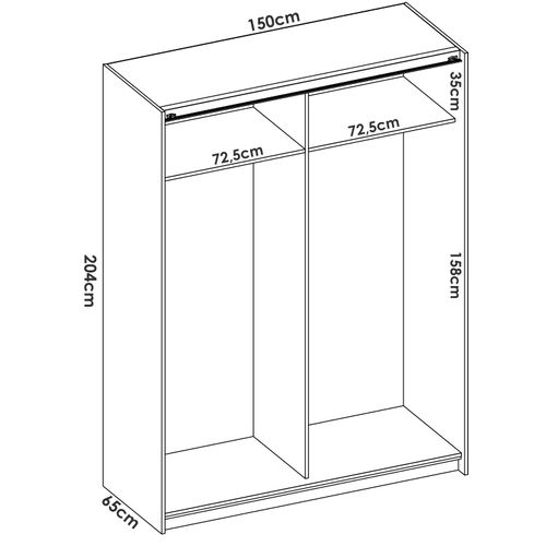 Armoire Placard De Rangement à 2 Portes Coulissantes, Coloris Blanc Brillant