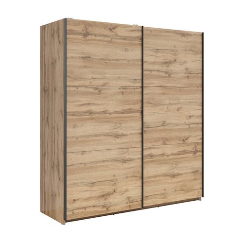 Armoire Placard à 2 Portes Coulissantes Coloris Chêne Wotan - L. 183 X P. 60 X H. 195,5 Cm