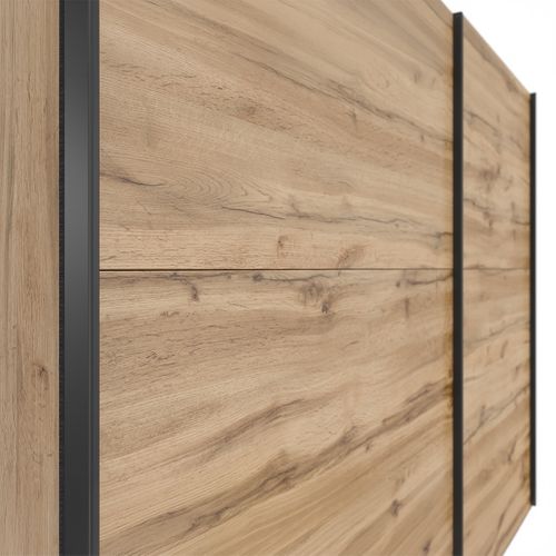 Armoire Placard à 2 Portes Coulissantes Coloris Chêne Wotan - L. 183 X P. 60 X H. 195,5 Cm