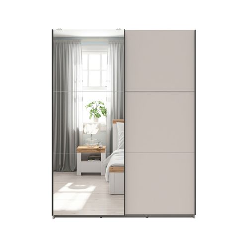 Armoire Placard à 2 Portes Coulissantes Dont 1 Avec Miroir Coloris Beige Kashmir