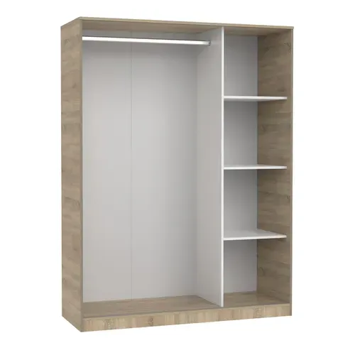 Armoire Placard à 3 Portes Coulissantes Coloris Chêne Cambrian - L. 150 X H. 200 X P. 55 Cm