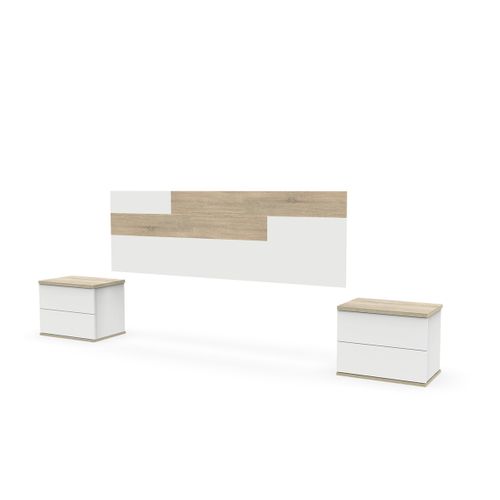Tête De Lit Avec 2 Chevets Chambre à Coucher Coloris Chêne Cambrian / Blanc