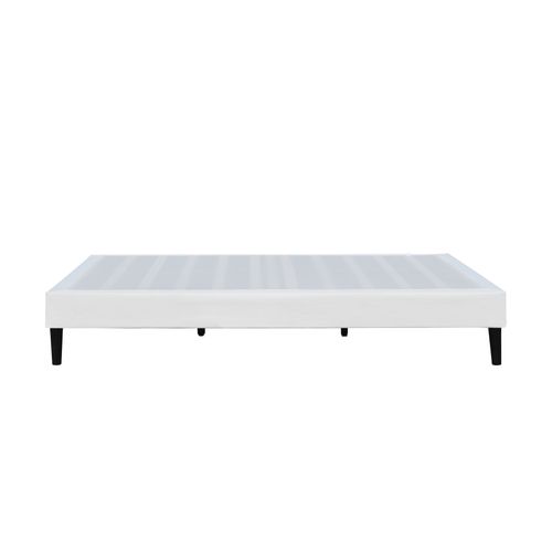 Sommier 140x190 Cm Déhoussable Blanc Avec Pieds 20 Cm Et 13 Lattes En Tissu Polyester