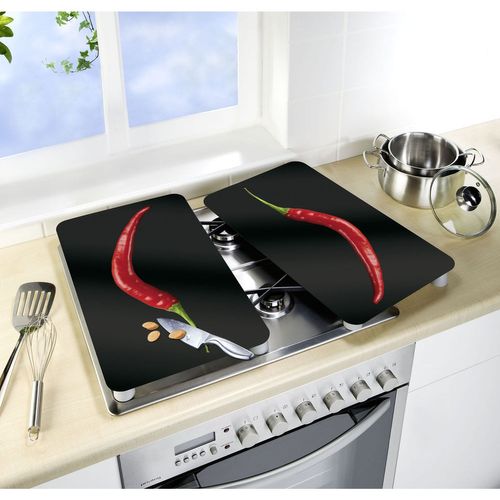 2 Couvres Plaques Universelle Peperoni - L. 52 X L. 30 Cm - Noir