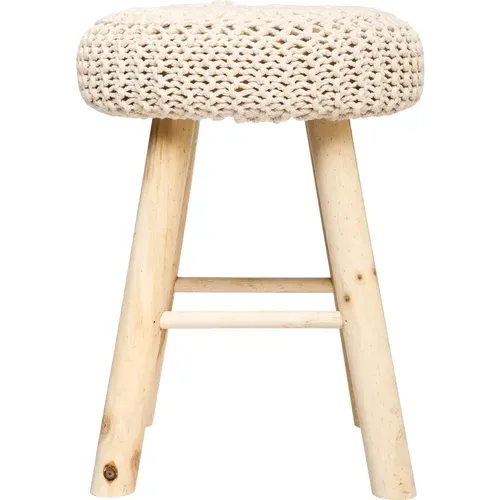 Tabouret Assise Tricot Suzette - H. 43 Cm - Beige