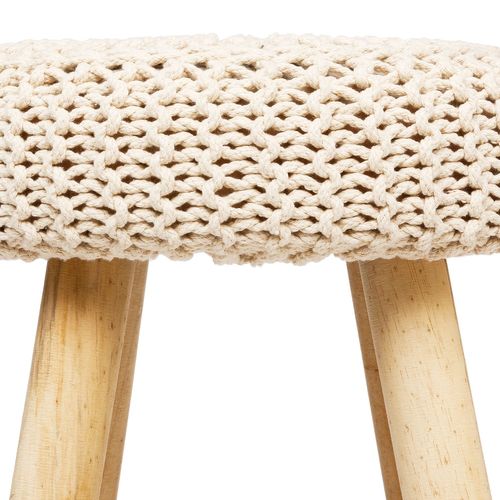Tabouret Assise Tricot Suzette - H. 43 Cm - Beige