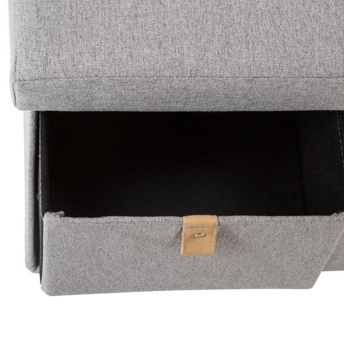 Banc D'entrée Pliable Suède - L. 76 X H. 38 Cm - Gris
