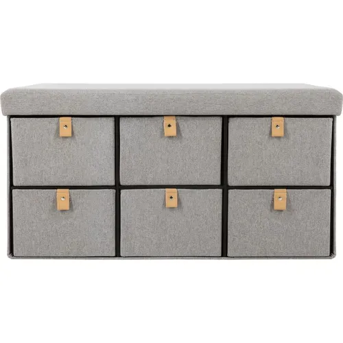 Banc D'entrée Pliable Suède - L. 76 X H. 38 Cm - Gris