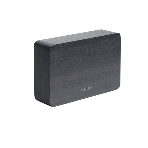 Horloge Réveil En Bois Square - H. 10 Cm - Noir