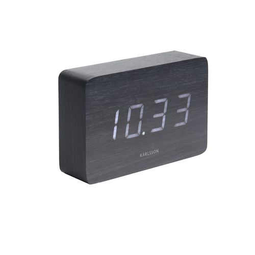 Horloge Réveil En Bois Square - H. 10 Cm - Noir