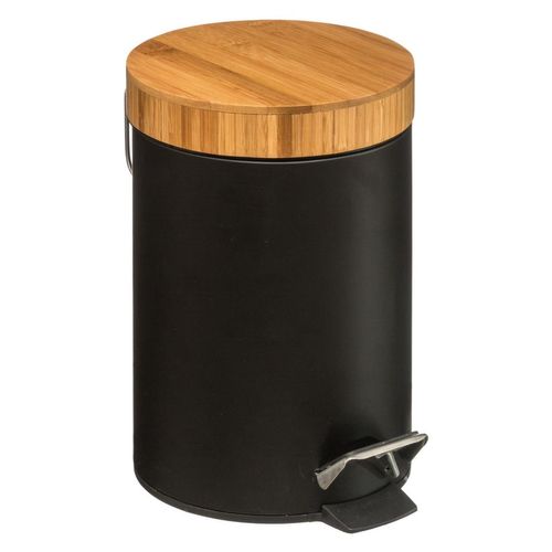 Poubelle à Pédale En Bambou Natureo - 3 L - Noir