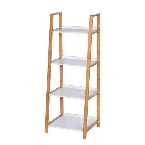 Etagère De Salle De Bain En Bambou Finja - L. 43 X H. 112 Cm - Blanc