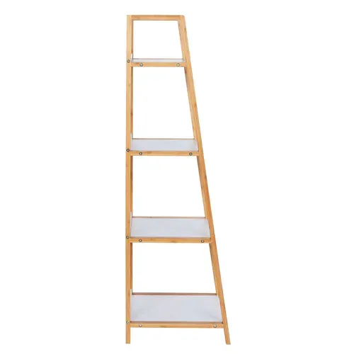 Etagère De Salle De Bain En Bambou Finja - L. 43 X H. 112 Cm - Blanc