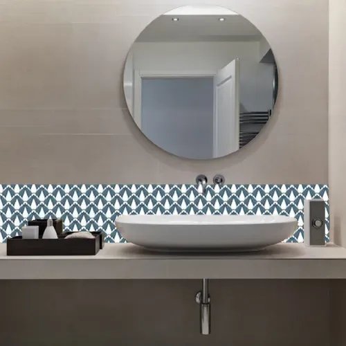 Crédence Adhésive Scandinave En Pvc Décoration - L. 200 X L. 40 Cm - Bleu