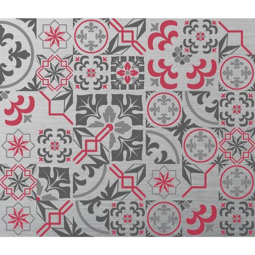 Crédence Adhésive En Alu Carreaux De Ciment - L. 70 X L. 60 Cm - Gris