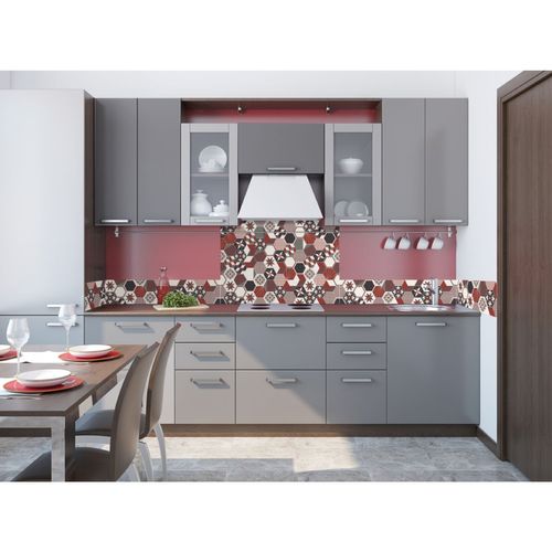 Crédence Adhésive Carreaux En Aluminium Exa - L. 20 X L. 90 Cm - Rouge