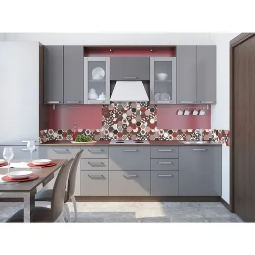 Crédence Adhésive Carreaux En Aluminium Exa - L. 20 X L. 90 Cm - Rouge