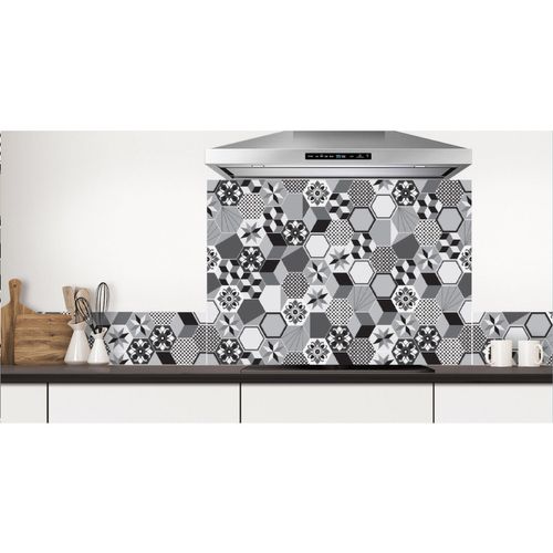 Crédence Adhésive Carreaux En Aluminium Exa - L. 20 X L. 20 Cm - Gris