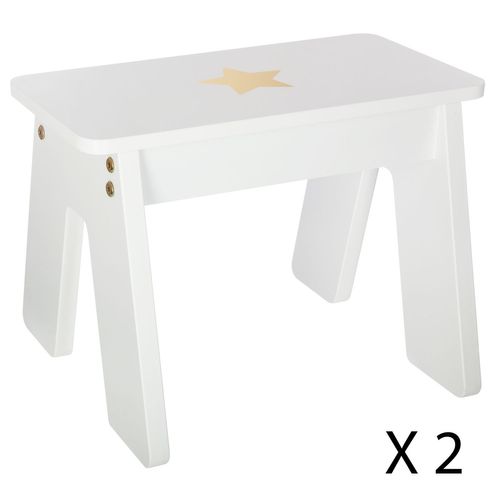 Table Bureau Avec Tabourets Enfant Douceur - L. 57 X H. 51 Cm - Blanc