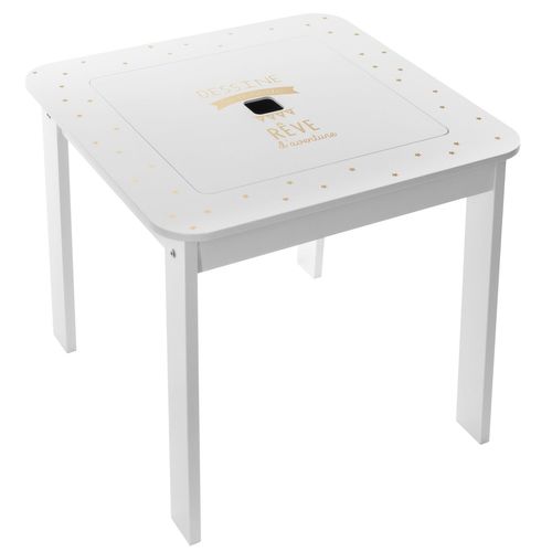 Table Bureau Avec Tabourets Enfant Douceur - L. 57 X H. 51 Cm - Blanc