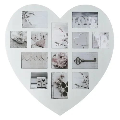 Pêle-mêle Cœur Patine - 13 Photos - Blanc