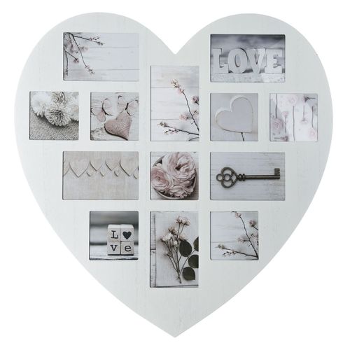 Pêle-mêle Cœur Patine - 13 Photos - Blanc