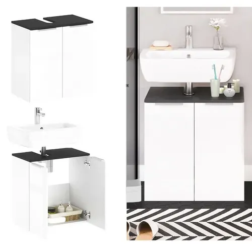 Meuble Sous Vasque Design Samy - L. 56 X H. 60 Cm - Blanc