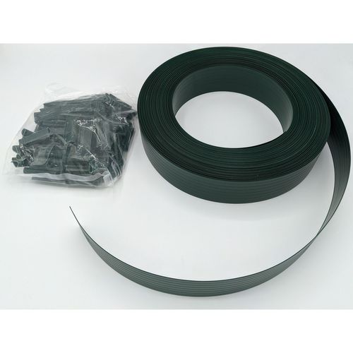 Kit De Lamelle Occultante Pvc Avec Clip De Fixation De 50 M Pour Grillage Rigides - Vert