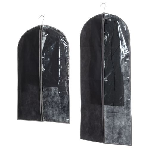 Lot 2x 2 Housses Pour Costume - 135 X 60 Et 100 X 60 Cm - Noir Et Taupe