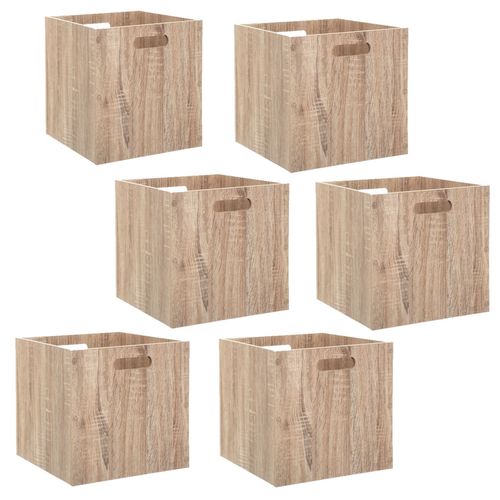 Lot De 6 Boîtes De Rangement Effet Bois En Mdf Mix N' Modul - L. 31 X L. 31 Cm - Couleur Chêne