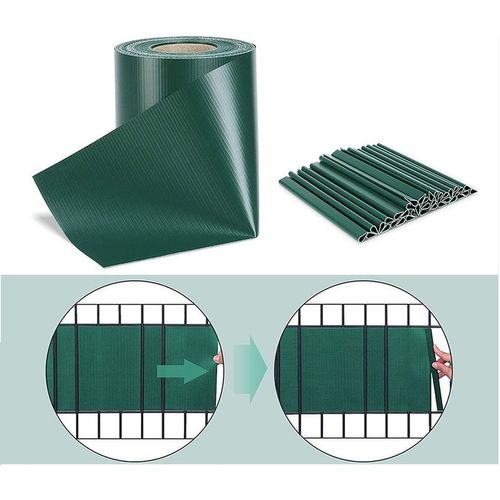 Brise Vue Occultant Clôture En Pvc 450 G/m² - 70 M X 19 Cm - 70 Clips De Montage - Vert