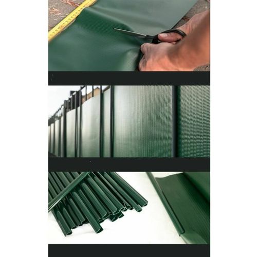 Brise Vue Occultant Clôture En Pvc 450 G/m² - 70 M X 19 Cm - 70 Clips De Montage - Vert