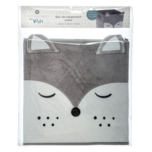 Lot De 2 Boîtes De Rangement Enfant Design Velours Douceur - L. 29 X L. 29 Cm - Gris
