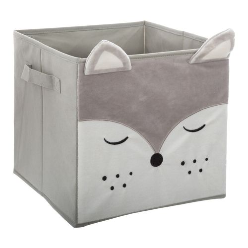 Lot De 2 Boîtes De Rangement Enfant Design Velours Douceur - L. 29 X L. 29 Cm - Gris