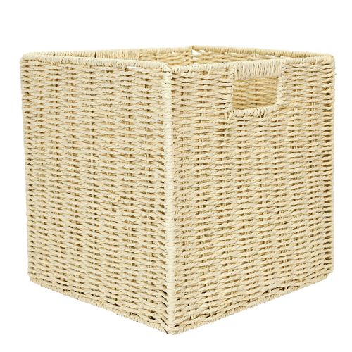Cube De Rangement Tressé Pliable - 30 X 30 Cm - Beige