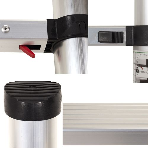Echelle Télescopique Portative De 72 Cm à 2 Mètres En Aluminium - Gris Et Noir