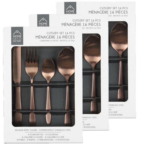 Service De Couverts 24 Pièces Home Better - Acier Inoxydable, Poignées Marron - Pour Lave-vaisselle