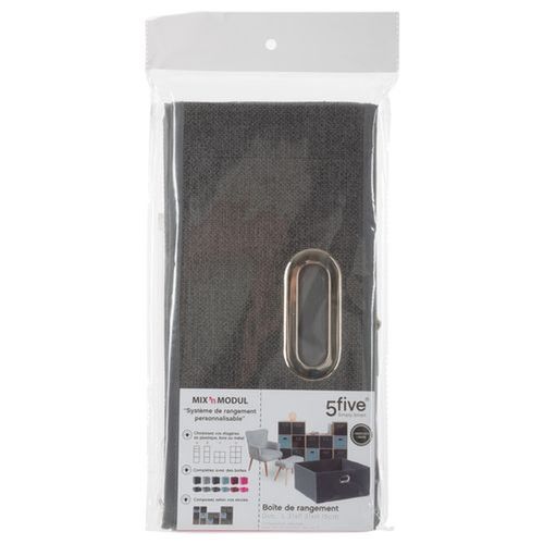 Lot De 2 Boites De Rangement En Tissu L.31 X H. 15 Cm - Gris Foncé Chiné