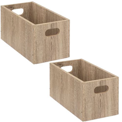 Lot De 2 Boîtes De Rangement Rectangulaire En Mdf - L. 31 X H. 15 Cm - Beige Effet Bois
