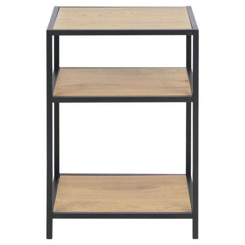 Table De Chevet Ou D'appoint 2 étagères En Mdf Et Métal - Beige Et Noir
