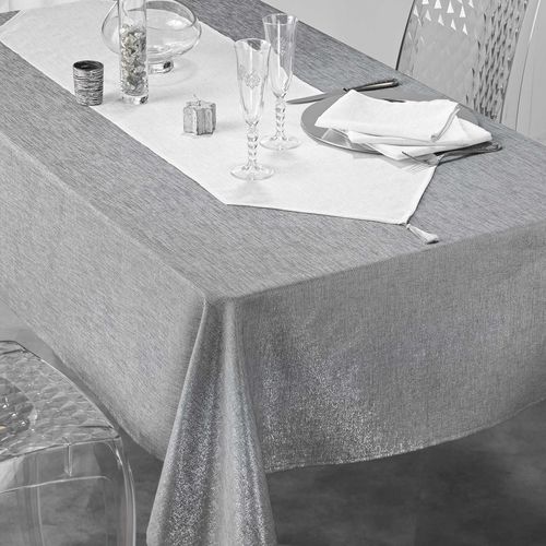 Lot De 3 Serviettes Fils Métallisés 40 X 40 Cm - Blanc Et Argent