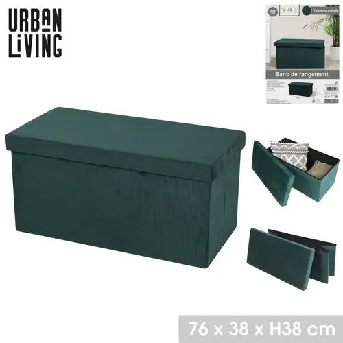 Banc De Rangement Pliable Kube En Velours Côtelé - Céladon