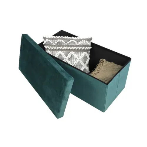 Banc De Rangement Pliable Kube En Velours Côtelé - Céladon