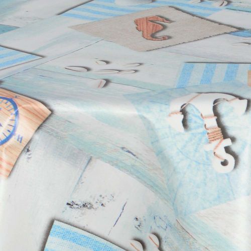 Nappe En Toile Cirée Ronde Hypo - Diam. 150 Cm - Bleu