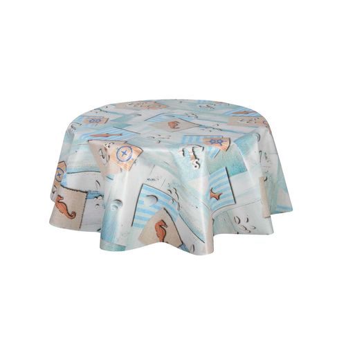 Nappe En Toile Cirée Ronde Hypo - Diam. 150 Cm - Bleu