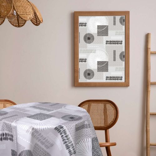 Nappe En Toile Cirée Ronde Run - Diam. 150 Cm - Gris