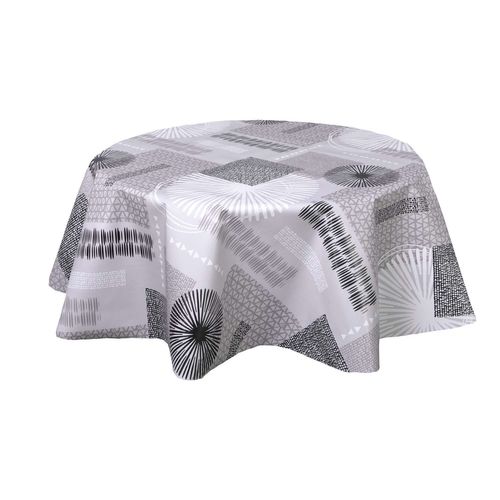 Nappe En Toile Cirée Ronde Run - Diam. 150 Cm - Gris